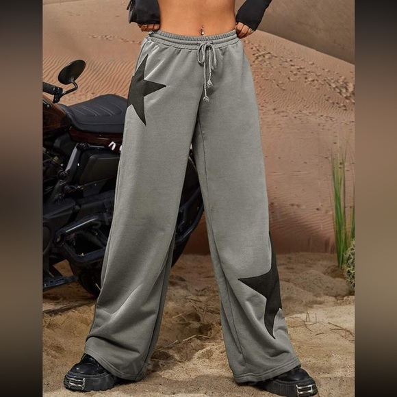 ★Star Print Drawstring Sweat-Pants - Picture 3 of 7